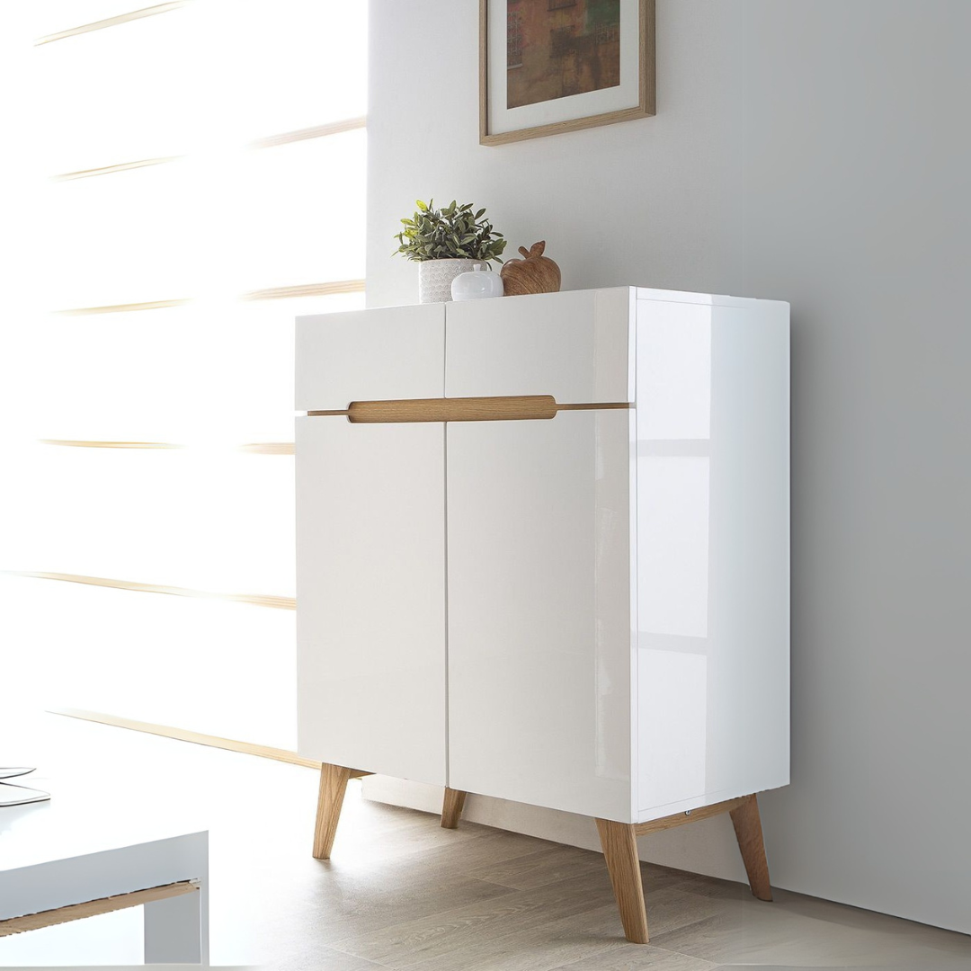 Shoe Closet White & Wooden - 80 x 40 x 110 cm | SU10