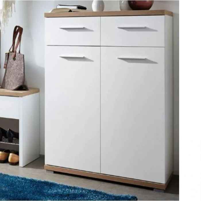 Shoe Closet White & Wooden - 80 x 40 x 120 cm | SU42