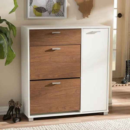Shoe Closet White & Wooden - 90 x 40 x 100 cm | SU52