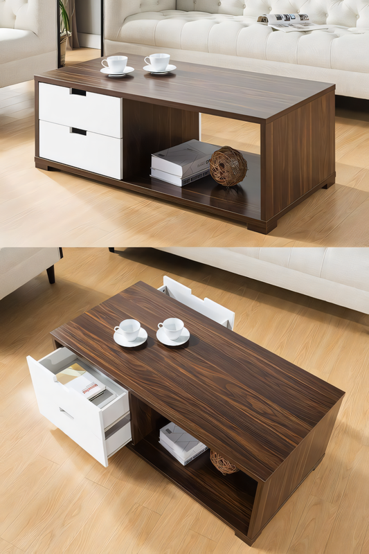 Table Unit White & Brown - 120 x 60 x 40 cm | TA14