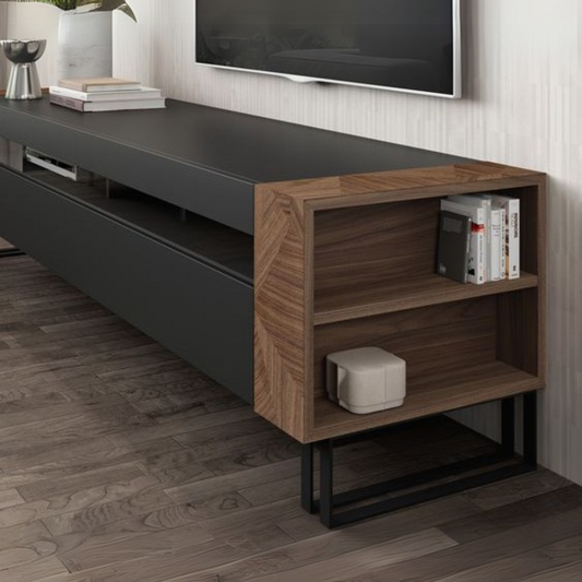 Tv Unit Black & Wooden - 160 x 40 x 40 cm | TV34