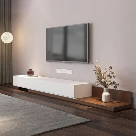 Tv Unit White & Wooden - 240 x 40 x 40 cm | TV68