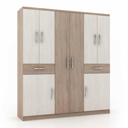 Wardrobe White & Wooden - 180 x 50 x 220 cm | WD23