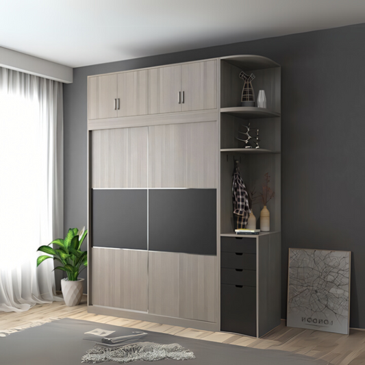 Wardrobe Grey & Wooden - 180 x 50 x 240 cm | WD5