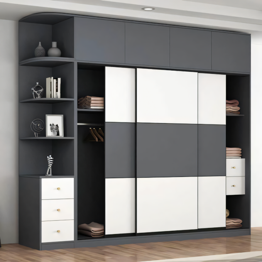 Wardrobe White & Black - 240 x 50 x 240 cm | WD8