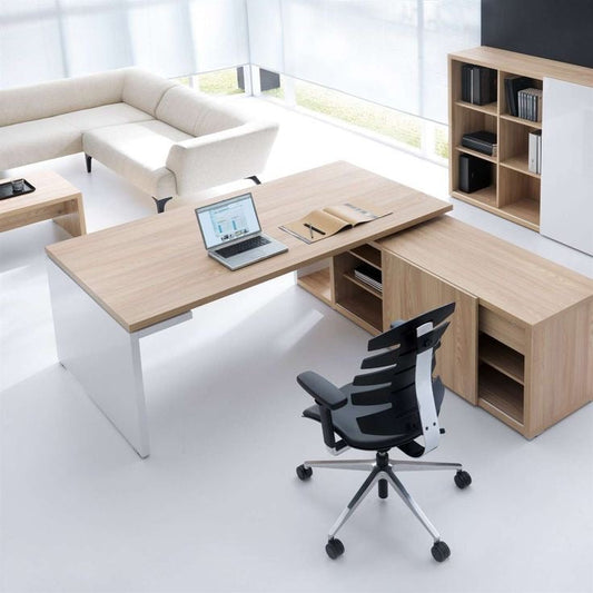 Desk Wooden & White - 180 x 160 x 75 cm | DE21