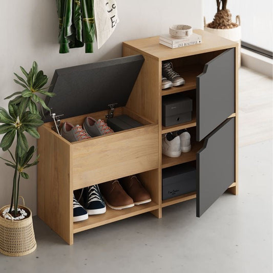 Shoe Closet Wooden & Black - 100 x 40 x 70 cm | SU83