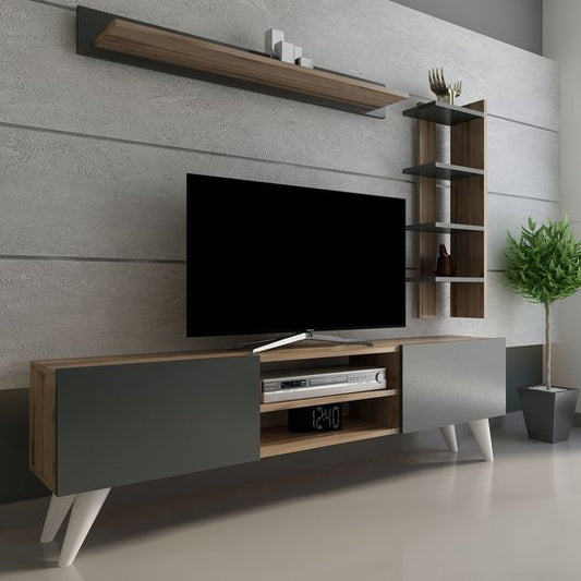 Tv Unit Black & Wooden - 160 x 40 x 40 cm | TV25
