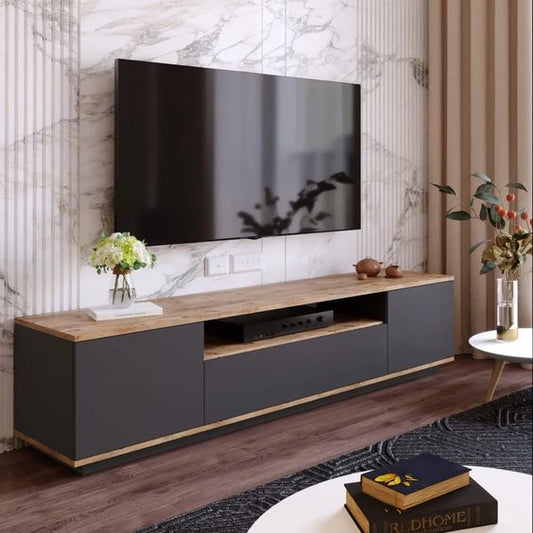 Tv Unit Black & Wooden - 180 x 30 x 40 cm | TV2