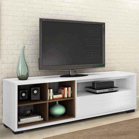 Tv Unit White & Wooden - 140 x 40 x 40 cm | TV45