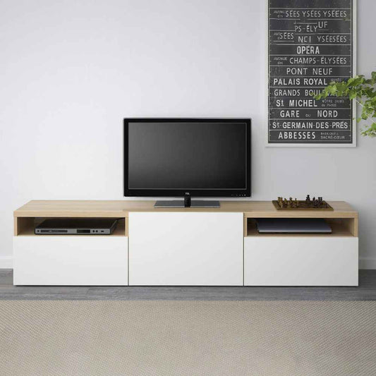 Tv Unit White & Wooden - 160 x 40 x 40 cm | TV59