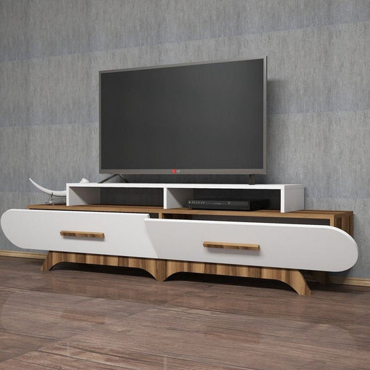 Tv Unit White & Wooden - 180 x 40 x 40 cm | TV76