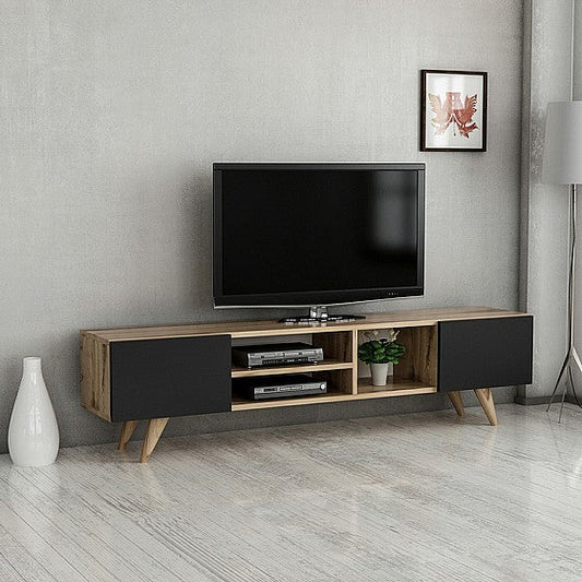 Tv Unit Black & Wooden - 180 x 35 x 40 cm | TV7
